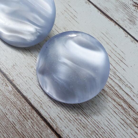 Vintage Clip On Earrings Frosty Blue Circle - Picture 4 of 8